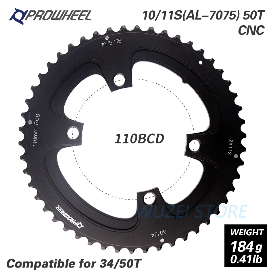 Prowheel-ロードバイクチェーンリング,アルミニウム合金,34t,39t,50t