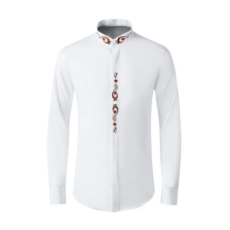 Men's Clothing Spring and Autumn high quality Y2K Chinese Style Phoenix Embroidery Classical Phoenix Tail Embroidered Shirt