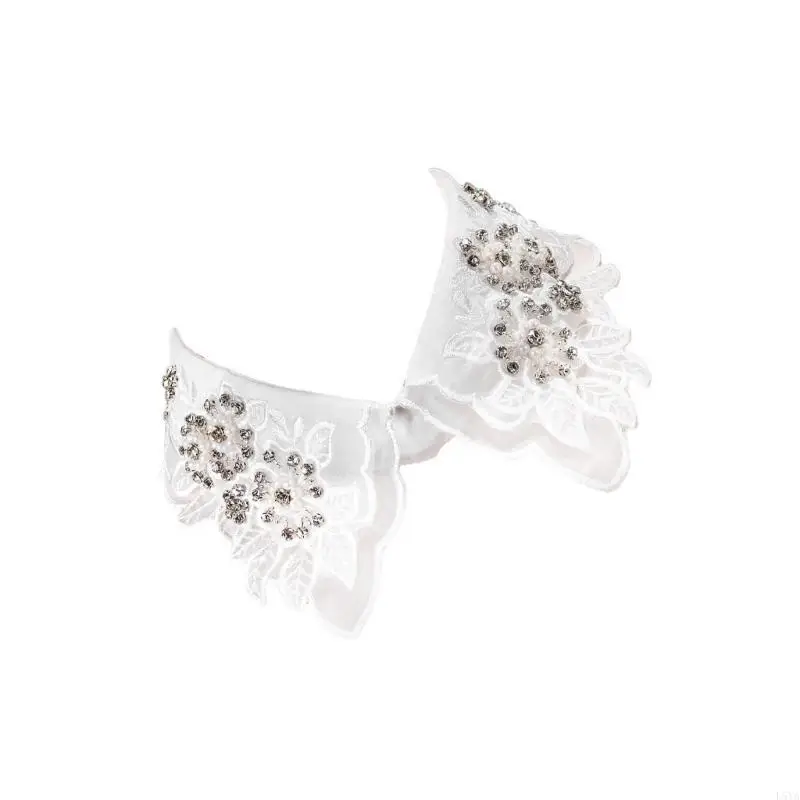 L5YA الزفاف الرسمي التطريز الخرز الأورجانزا فو طوق انفصال الدانتيل التلبيب الياقة