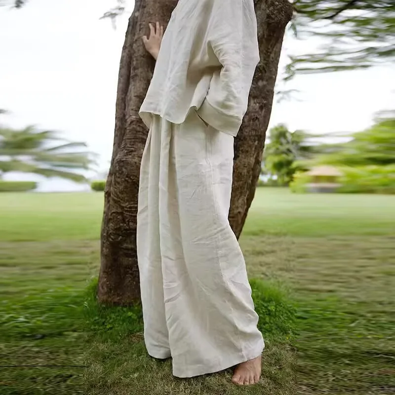

Body Dialogue Yoga Clothes Casual Pants Linen Loose Comfortable Chinese Zen Meditation Clothing Spring Autumn Set Women's Fas...