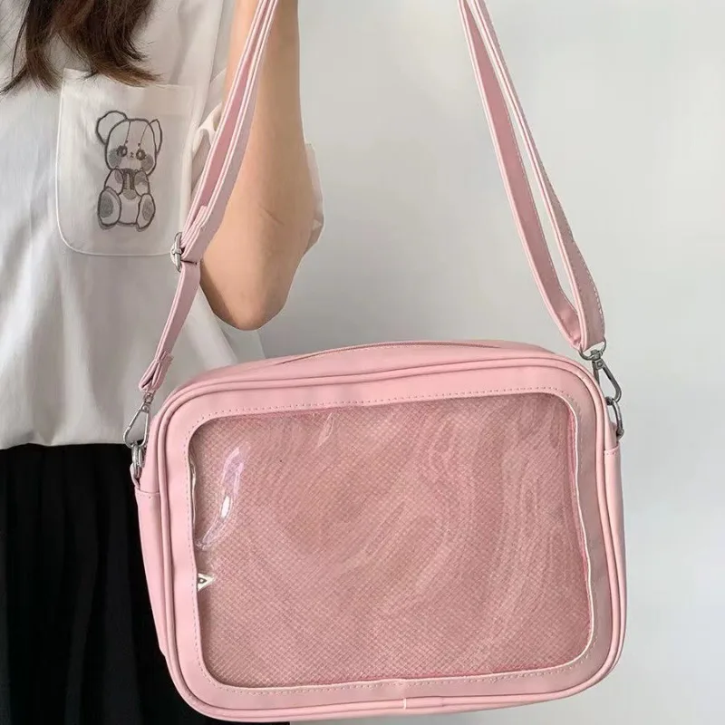New Fashion Comic Con Pain Bag Slanting Shoulder pu diy Uniform Bag Japanese Lolita Display Transparent Shoulder Bag