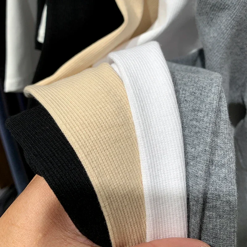 الخريف الشتاء بلايز المرأة عادية 2025 مثير الملمس حفرة شريط سليم متماسكة طويلة الأكمام المرأة تي شيرت جديد س الرقبة المرأة تيز #5