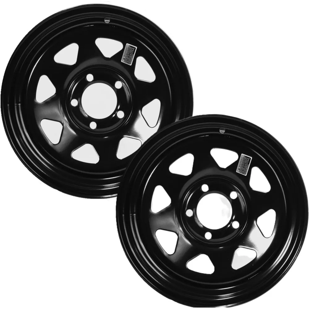 

US Shipping 14x5.5 5 Lug Trailer Wheel 14 Inch Black Spoke Rim 4.5 Inch Bolt Pattern 2-Pack