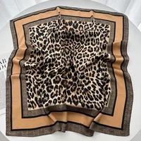 Luxury Floral Print Female Satin Neck Scarf Square Hair Scarves Foulard Head Band Shawls Wraps Neckerchief Bandana Women 4