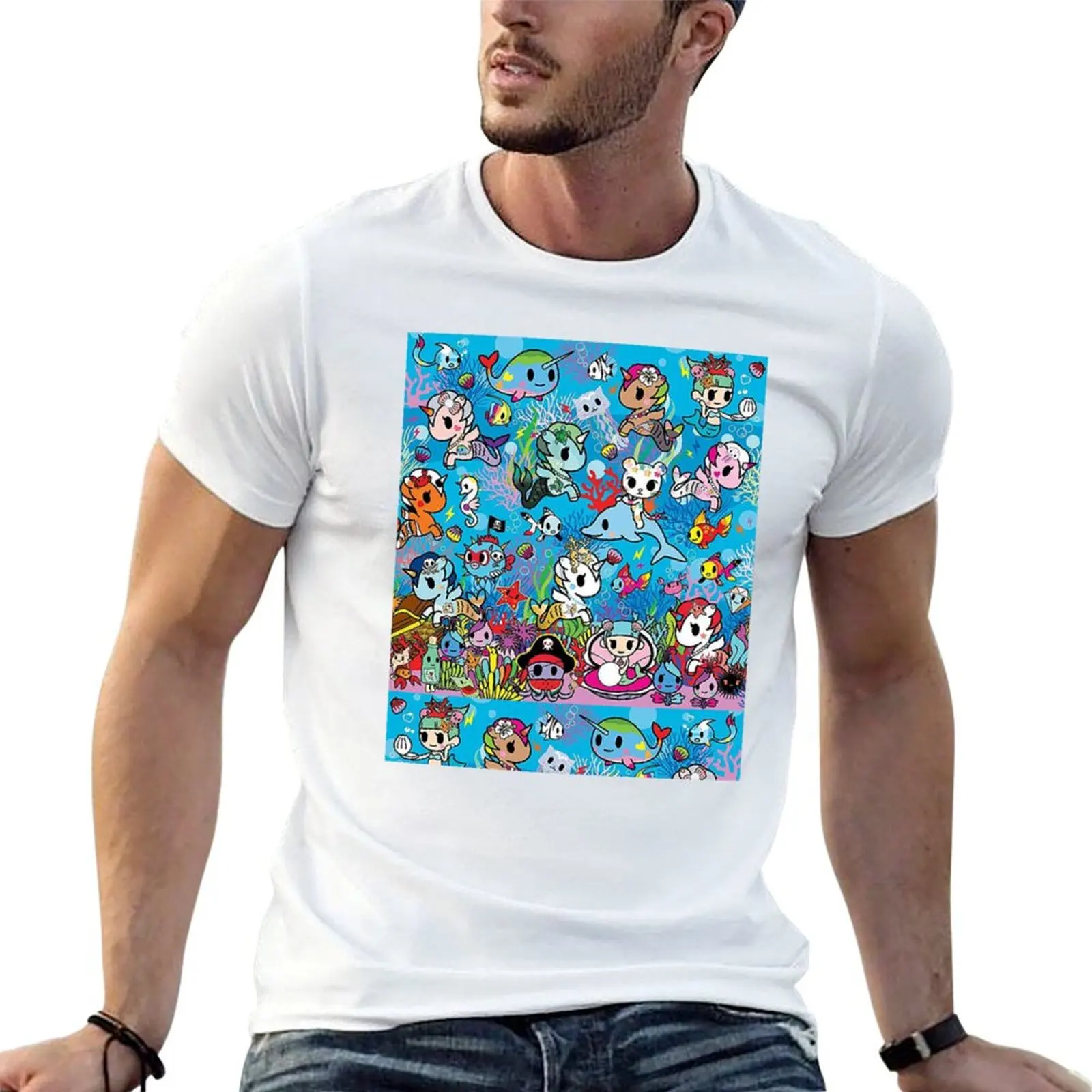 T-Shirt donutella et ses amis licornes mofia collaboration, t-shirt décontracté pour homme, t-shirt en coton