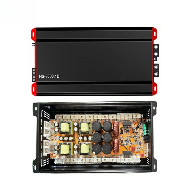 8000W 1-Channel Class D Monolithic Automotive Amplifier for Competition Automotive Audio Systems 90dB, Crossover ZM-HS-8000.1D