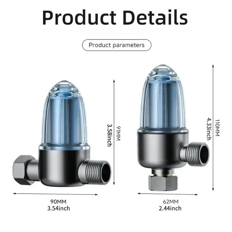 Bathroom Stainless Steel Water Heater Filter Filter Element Can Be Cleaned Brass Front Prefilter Detachable Filter Cartridge