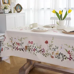 Nordic Floral Plants Waterproof Tablecloth Light Luxury Pastoral Square Table Cloth Holiday Party Decorations Tischdecke