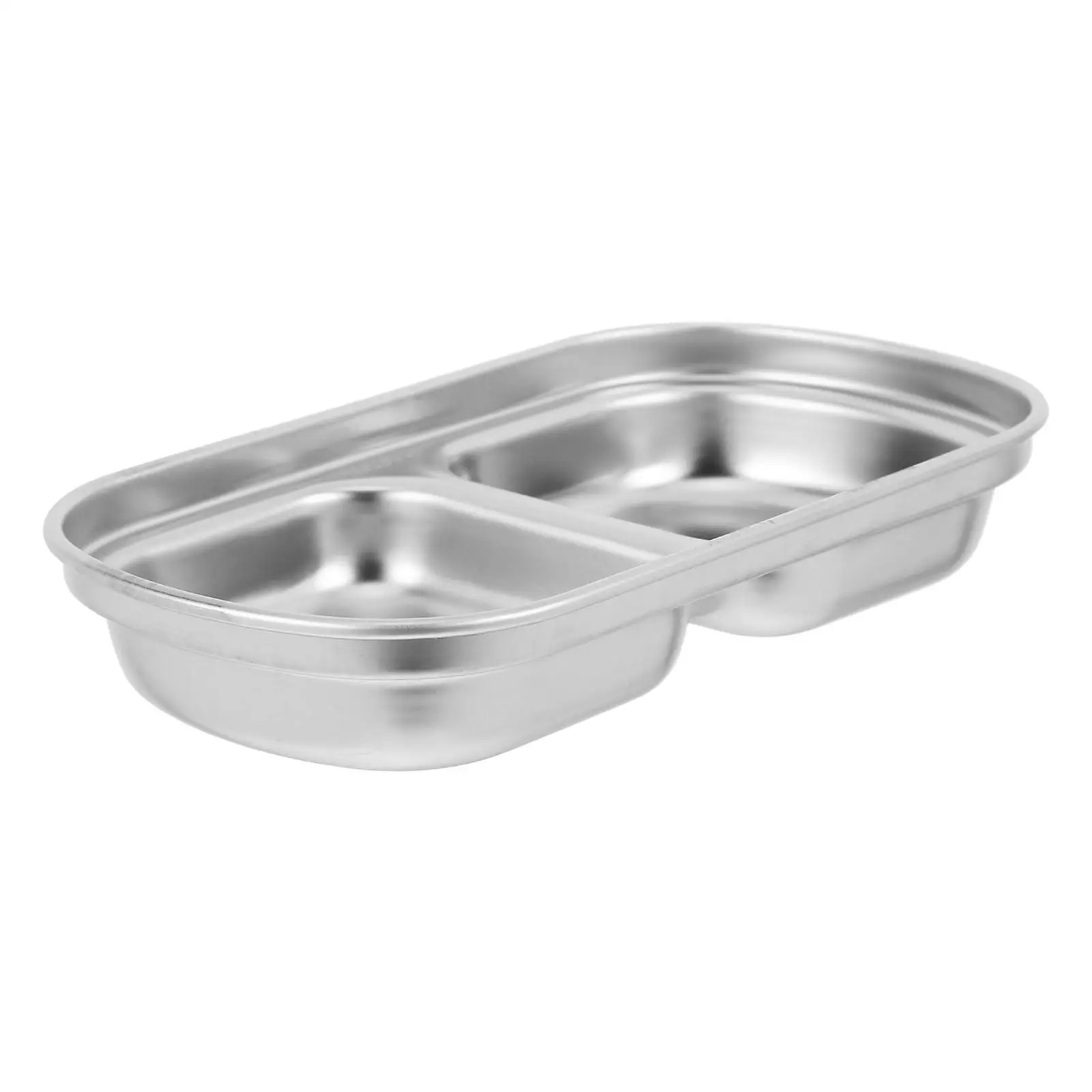 

Stainless Steel Saucer Metal Condiment Bowls Divided Dipping Cups Barbecue Snack Plate 304