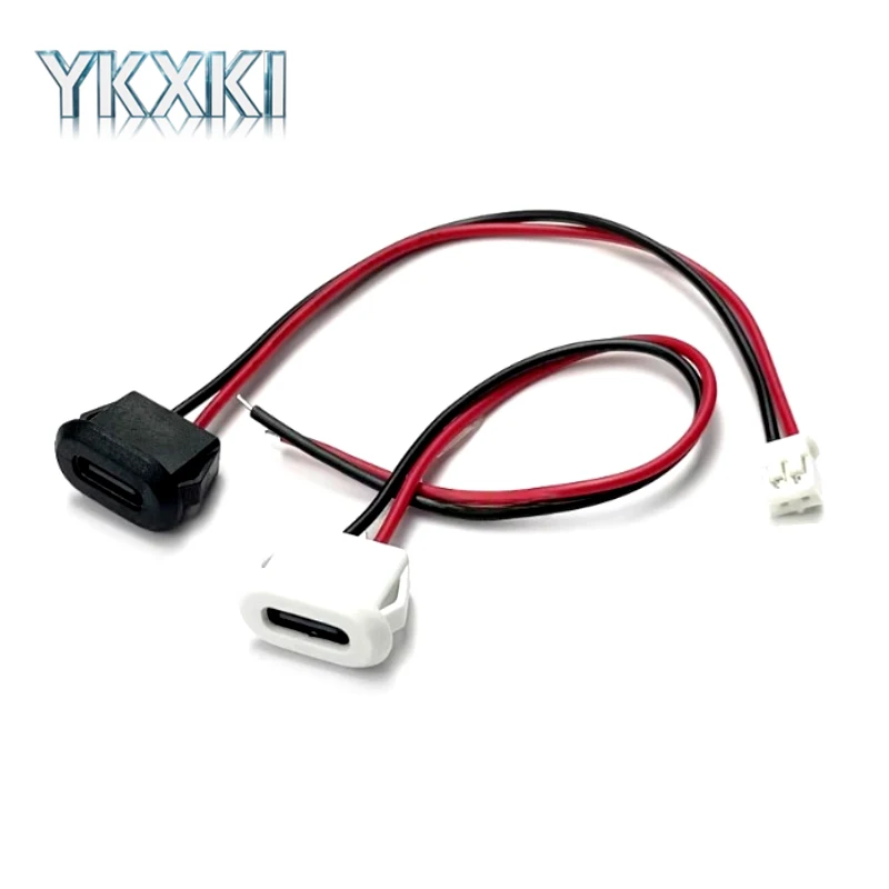5PCS Type-C Female 2Pin USB Connector Waterproof with Female Socket Fast Charging Jack Charging Port type-c 2p Line length 10cm