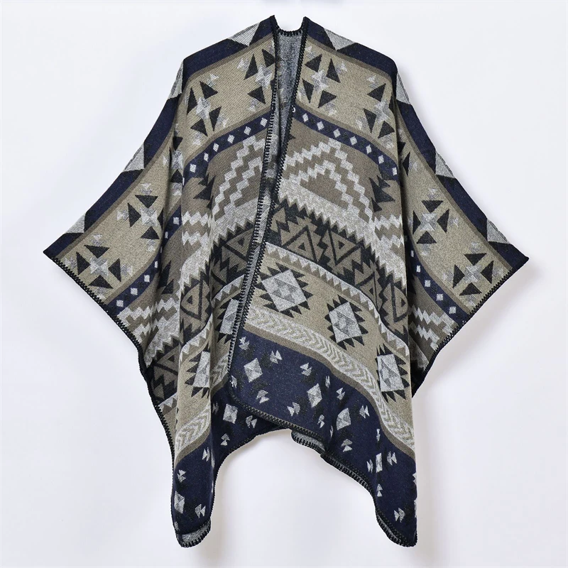 Luxury Fashion Cashmere Poncho Women Man Jacquard Scarf Winter Warm Shawl Cape Pashmina Female Warm Shawl Blanket Stole Cloak