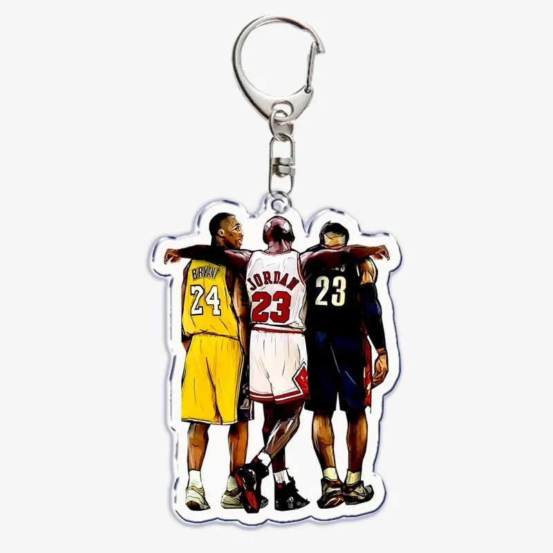 Hot Great Basketball Players Acrylic Keychain Transparent Double Sided Keyring Key Ring Chains for Bag Pendant Aaccessories Gift