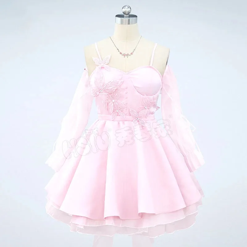 ゲーム愛とディープスペースコスプレ衣装女性ドリーミーハートピンクドレスネックレス女性女の子ハロウィンパーティーカーニバル衣装