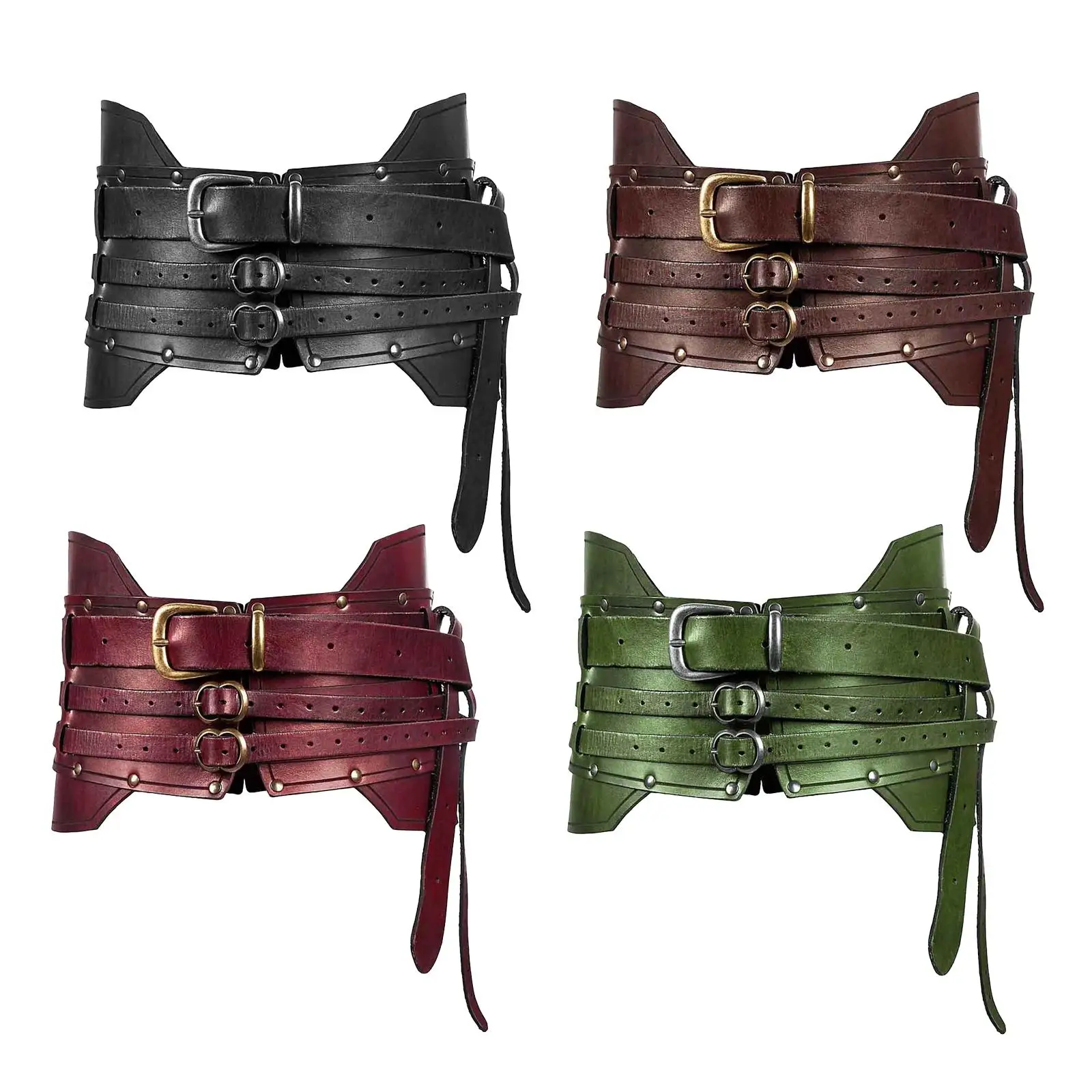 Medieval Waist Belt Performance Waist Band Vintage Style Adults Cosplay Festival with 3 Layer Belt Buckle Party Corset Waistband