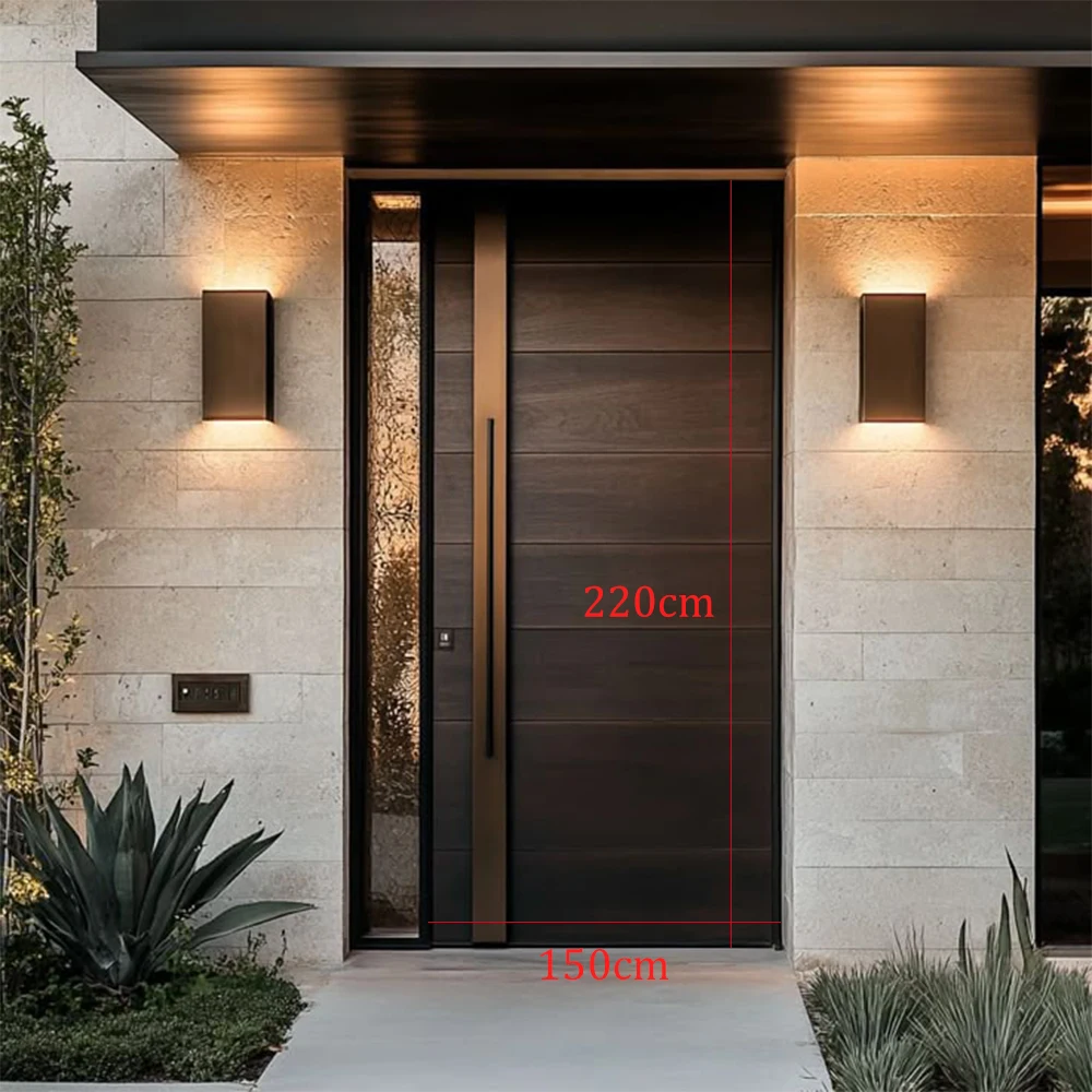 Sixinalu Entrance Doors Wood Grain Pivot Front Exterior Entry Door 1.5x2.2M Aluminum Glass Interior Door Panel Home Decor Custom