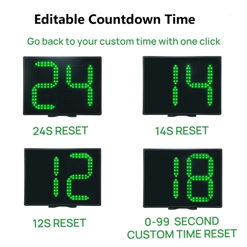 YIZHI 2pcs Set Digital Basketball Stadium 0-99 Seconds Countdown Editable LED 12s 14s Reset 24s Shot Clock with Remote Control