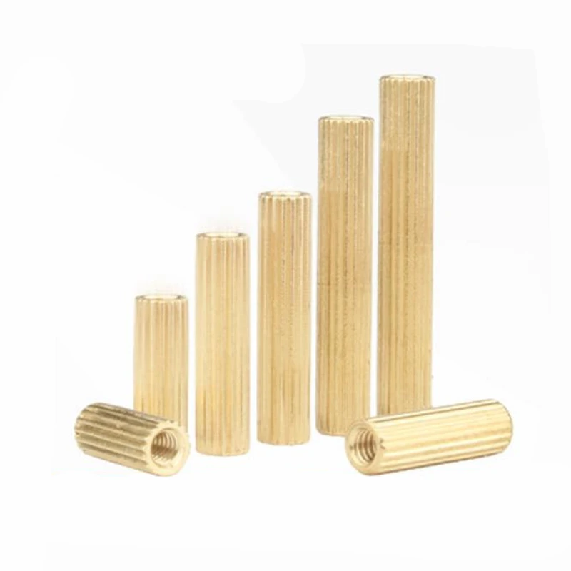 50pcs Threaded 2mm M2*L Knurled Round Brass Standoffs Male or Female M2 Brass standoff Spacer Stud Pillars L=3mm to 40mm