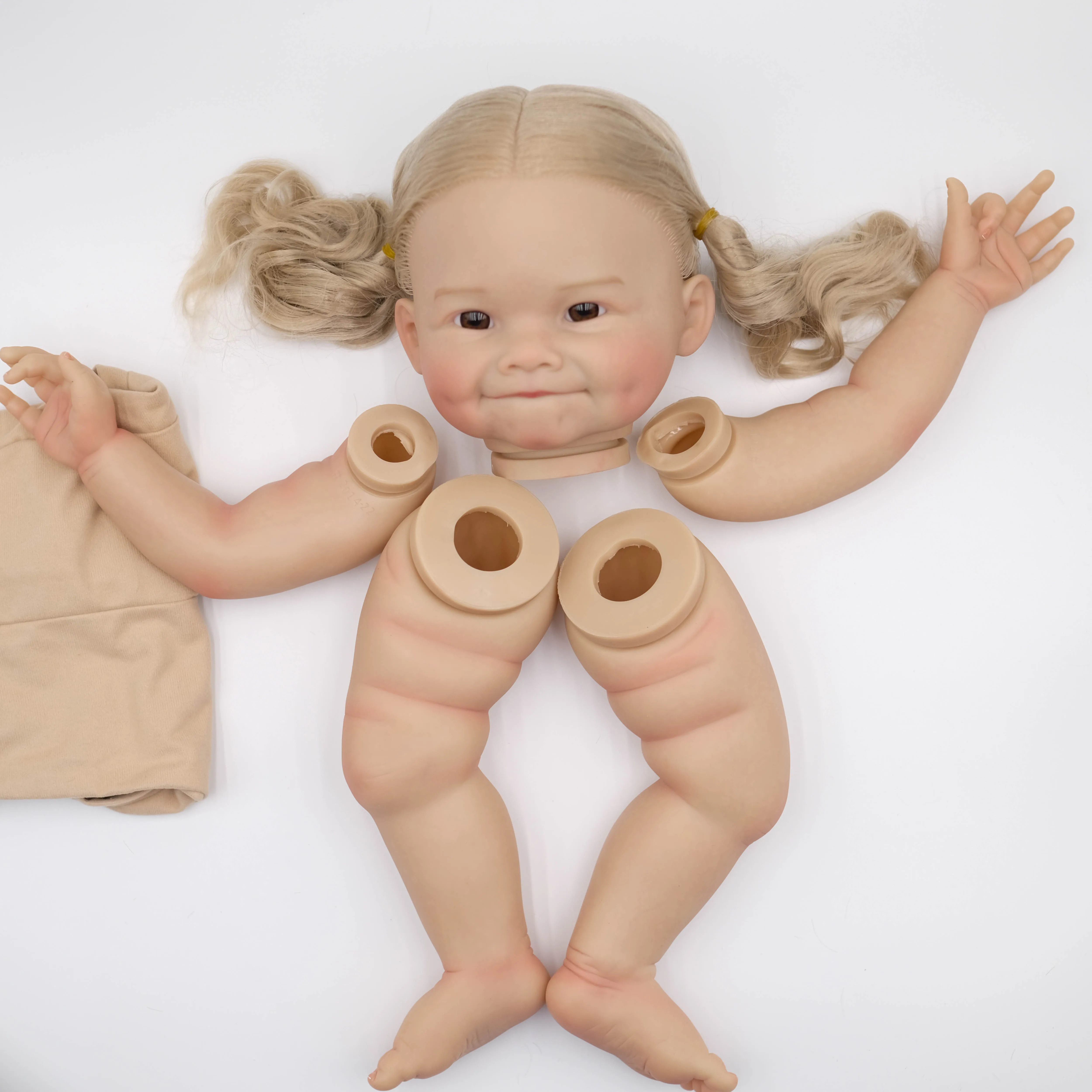 NPK 24inch Raya Reborn Baby Doll Size Already Painted Lifelike Soft Touch Flexible finished Doll Parts With Hand Root hair