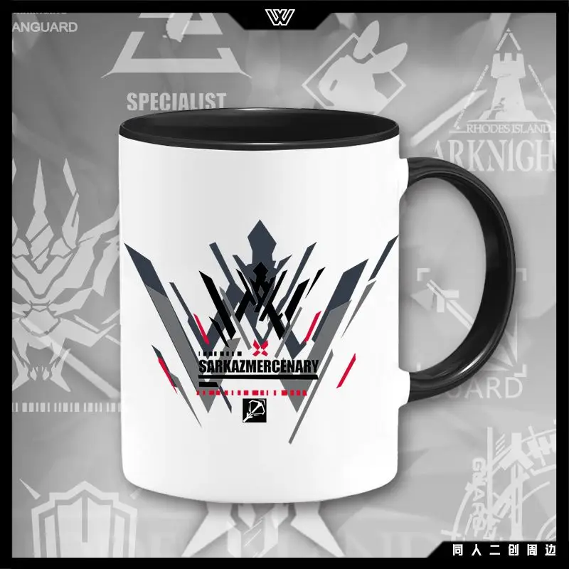 2026 Anime Arknights Game Cos W in Stock Unisex 9.5x8.1cm Cup Lid Straw Color-blocking Cartoon Printed Ceramic Mug Giving