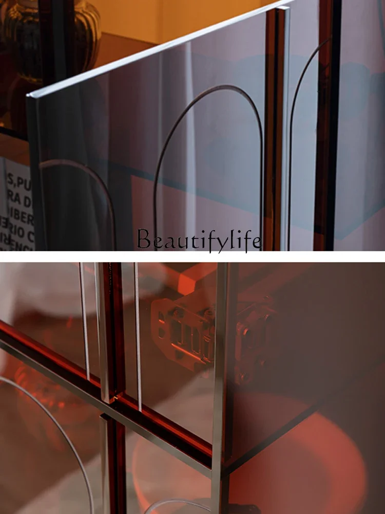 N Light Luxury Living Room TV Cabinet Modern Minimalist Bedroom Bed Front Cabinet Acrylic TV Stand Locker