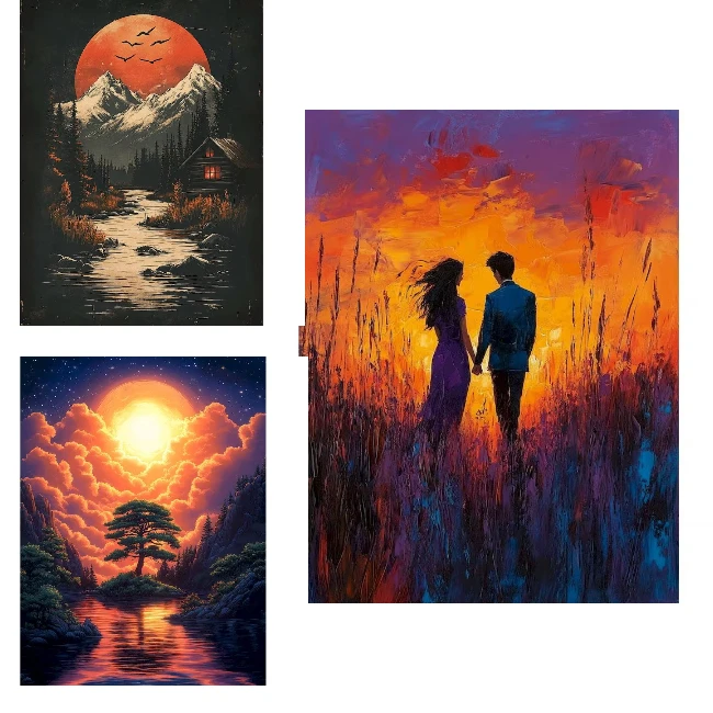 

500/1000/1200/2000PCS Jigsaw Puzzles Sunset Couple Landscape Family Activity Games for Gameroom Bedroom Home Decor Gift