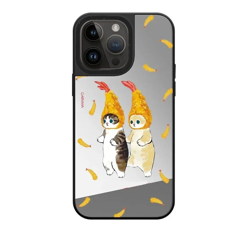 

Mirror Surface Cute Cat Shark Phone Case Cover for iPhone 11 12 13 14 15 Pro Max Case for iPhone 15 ProMax