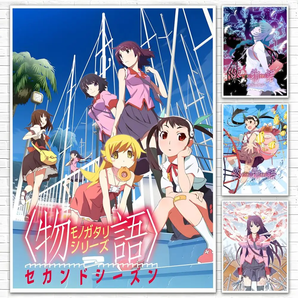 Anime Monogatari Serie Poster Allround-HD-Wasserdichter Selbstklebender Wandaufkleber für Zuhause und Schlafzimmer