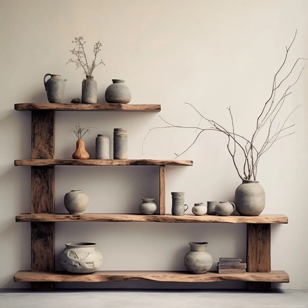 Wabi Sand Wind Bogu Frame Solid Wood Shelf Room Tea Room Study Medieval Storage Rack Display Rack Multi-layer Display Rack