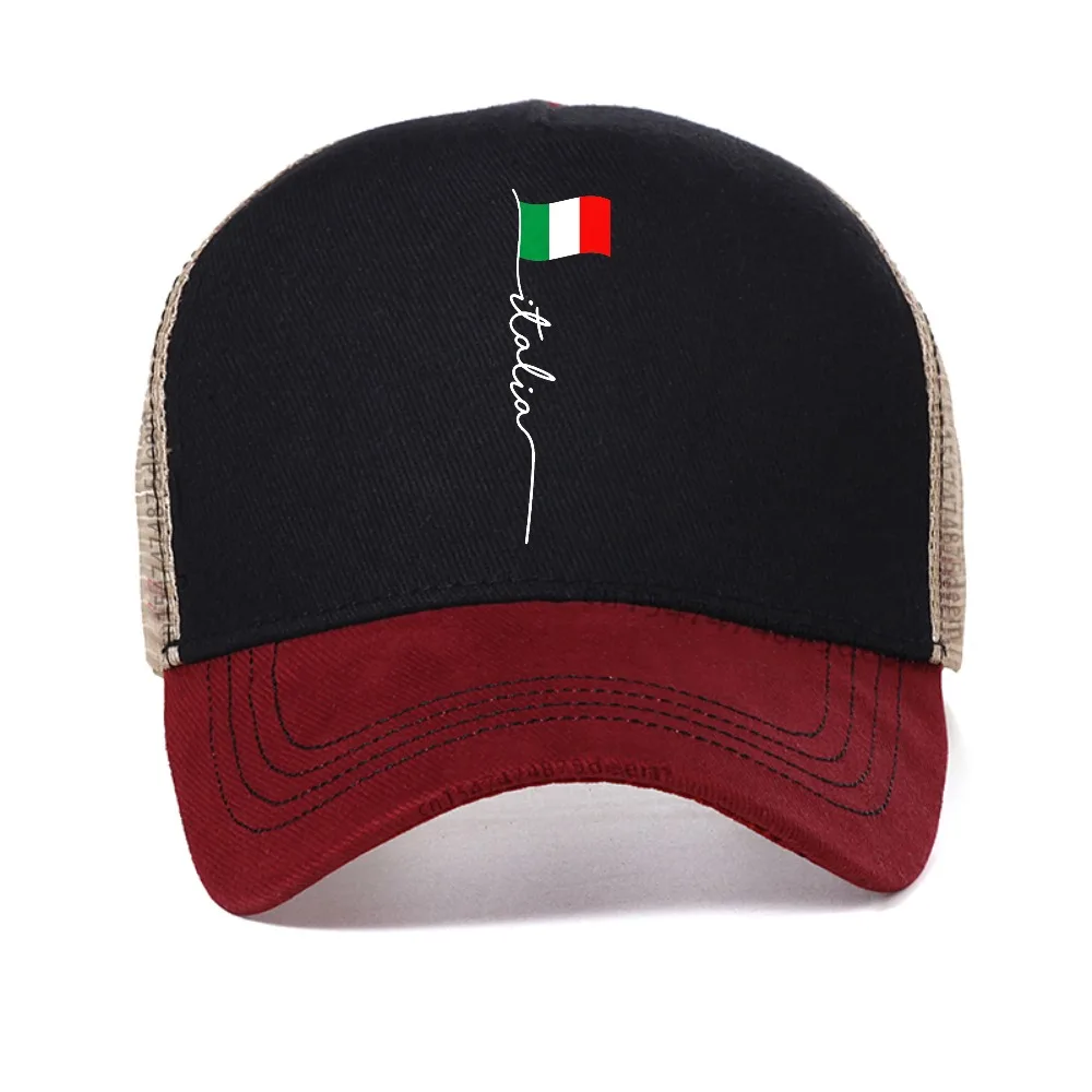 Funny Italy Flag Pole Italian Flag cap Fashion Casual adjustable mesh trucker hat summer outdoor breathable Snapback hats