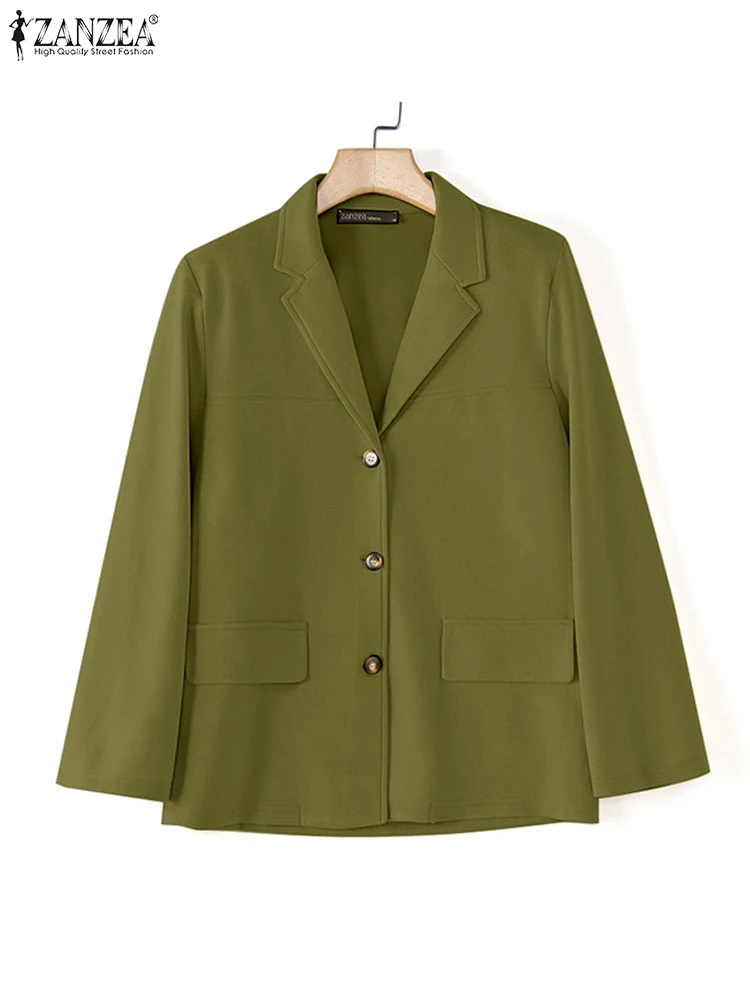 

2025 ZANZEA Women's Elegant OL Blazer Autumn Long Sleeve Lepel Neck Suit Jackets Single-Breasted Streetwear Casual Solid Coats