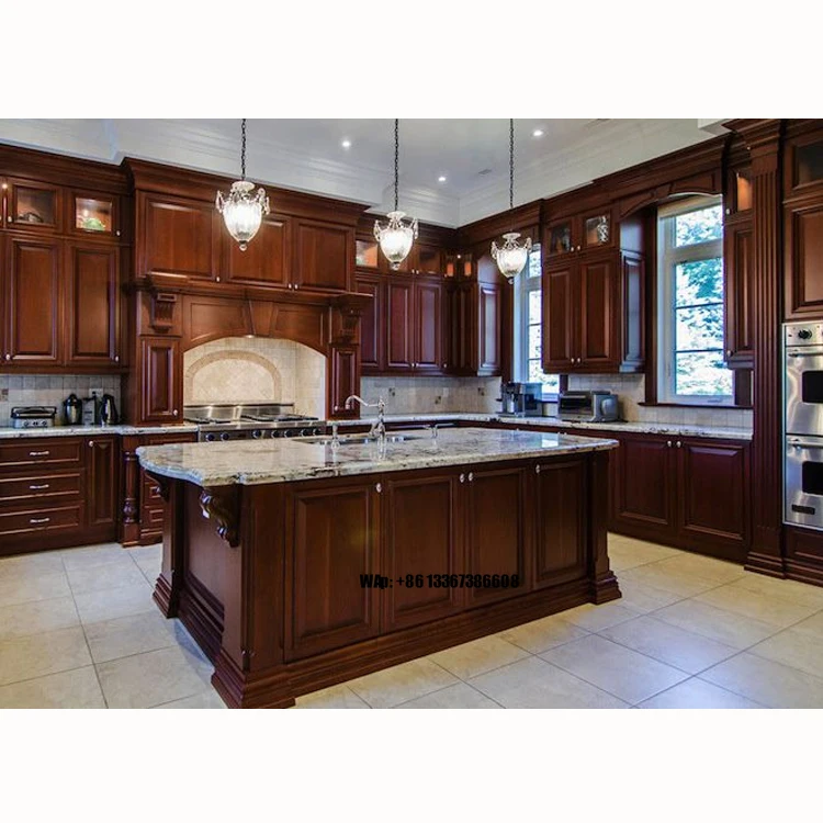 European Style Bespoke Kitchen and Islands Furniture Accessories Design Hard Wood Counter Vintage Pantry Cabinet