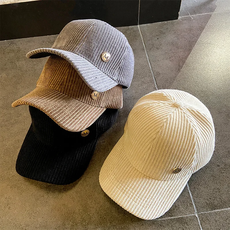 New Baseball Cap for Women Spring Autumn Hats Trendy Corduroy Adjustable Snapback Hats for Women Men Fashion Cap Female