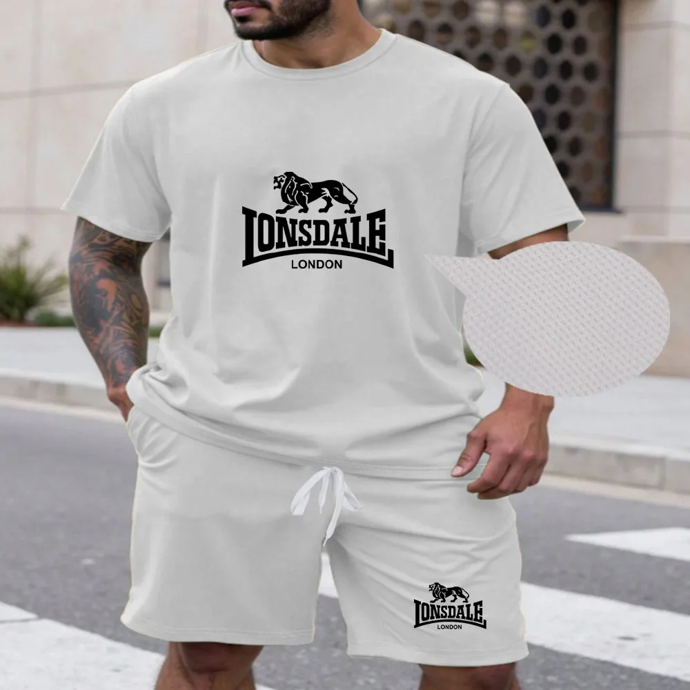 

2026 Paris Print Tracksuit for Man Spring Summer Daily Casual Fashion Short Sleeve Outfit T-shirt and Shorts Men's Clothes