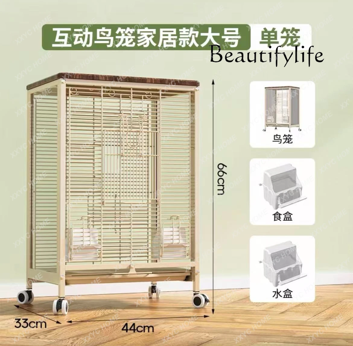 cage with bird park Parrot Bird Cage High Transparent Glass Cross Silk Tiger Skin Peony  Villa Dedicated Breeding Cage