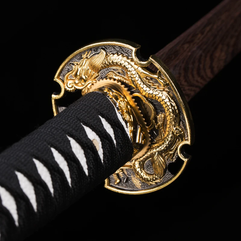 Gold Dragon Tsuba Katana Rosewood Blade Japanese Wooden Swords Real Handmade Full Tang 41 Inch Functional Catana Samurai Sword