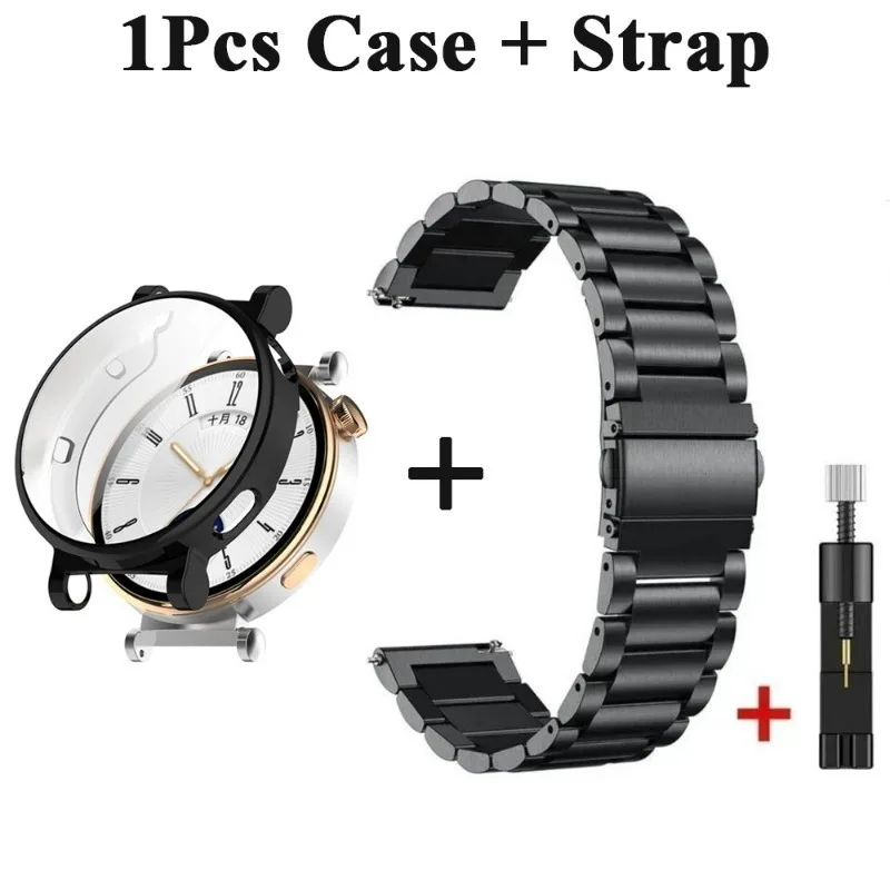 Huawei Watch GT 5 용 케이스 및 스테인레스 스틸 밴드, 41mm 46mm 금속 스트랩 팔찌, Huawei Watch GT 5 GT5 Pro 41mm 46mm 손목