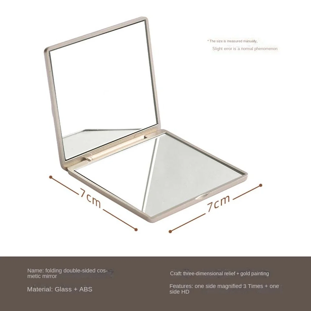 Mini-Make-up-Spiegel mit quadratischer Falte, leicht zu tragen, kompakter Kosmetikspiegel, Desktop-Standspiegel, ABS, leichter Kosmetikspiegel