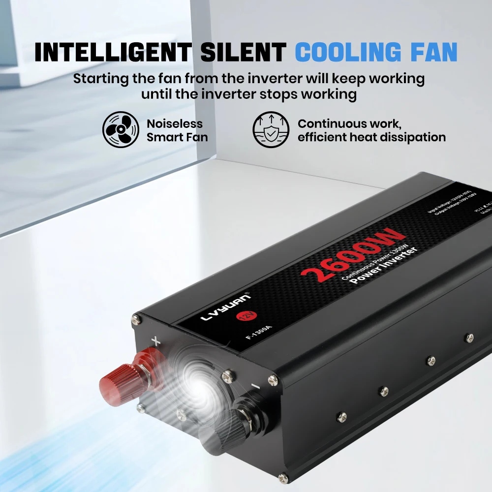 DC12V إلى AC120V سيارة العاكس 1500 واط/2000 واط/2600 واط محول جهد كهربي الطاقة 60 هرتز مع 2US المقبس USB شحن للتخييم التلفزيون المحمول #4