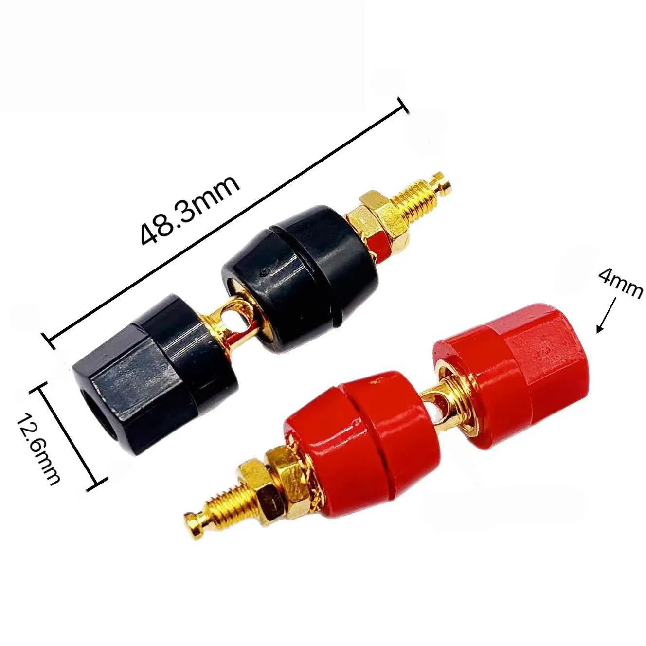 10PCS 4mm Banana Plug Jack Adapter Socket Test Probe Audio Speaker Binding Post Terminal Connector Terminals Black Red