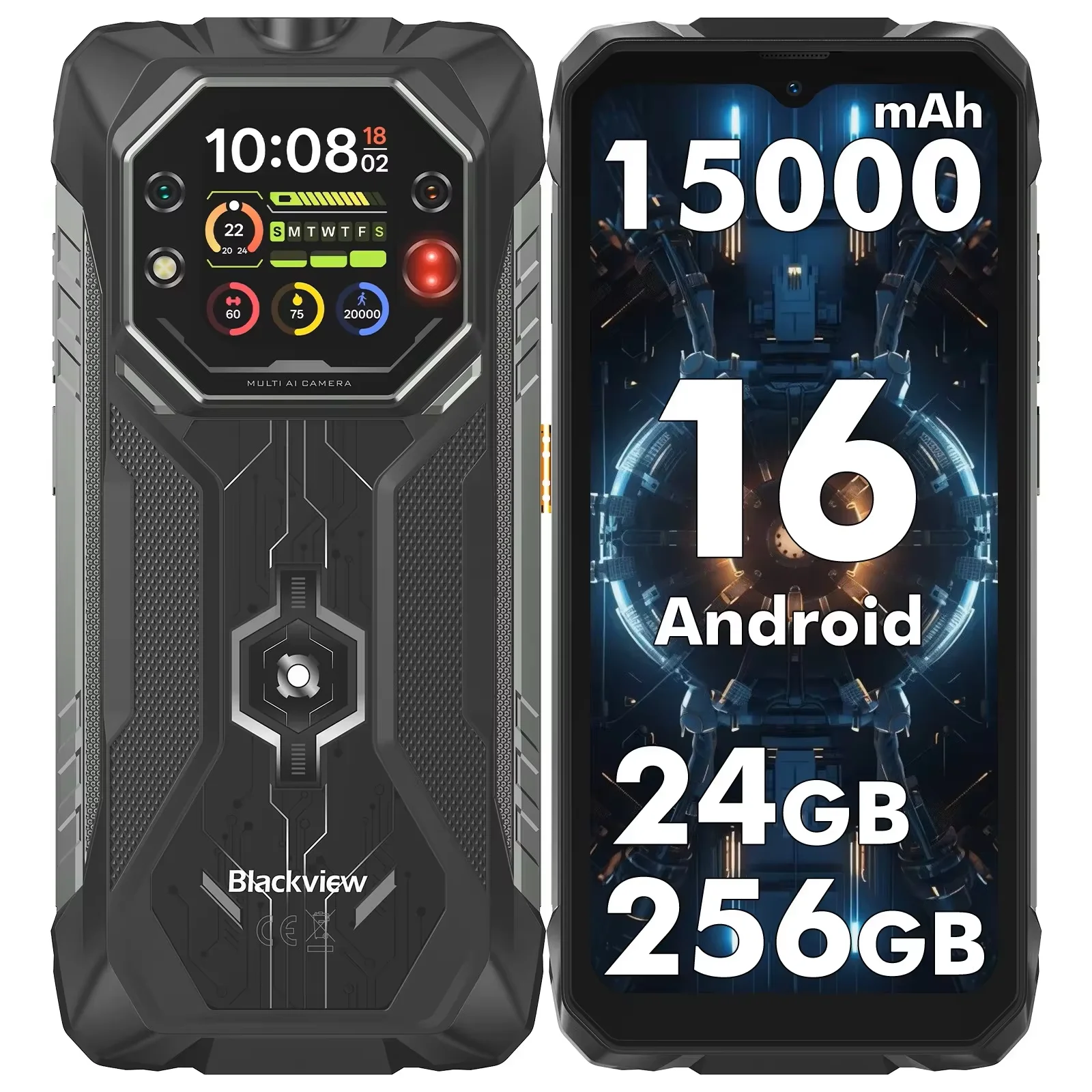 Blackview ROCK 1 AI robuuste smartphone 6,56-inch 90Hz display 256GB MediaTek Helio G81 4G Android 16 NFC zaklamp 15000mAh/33W