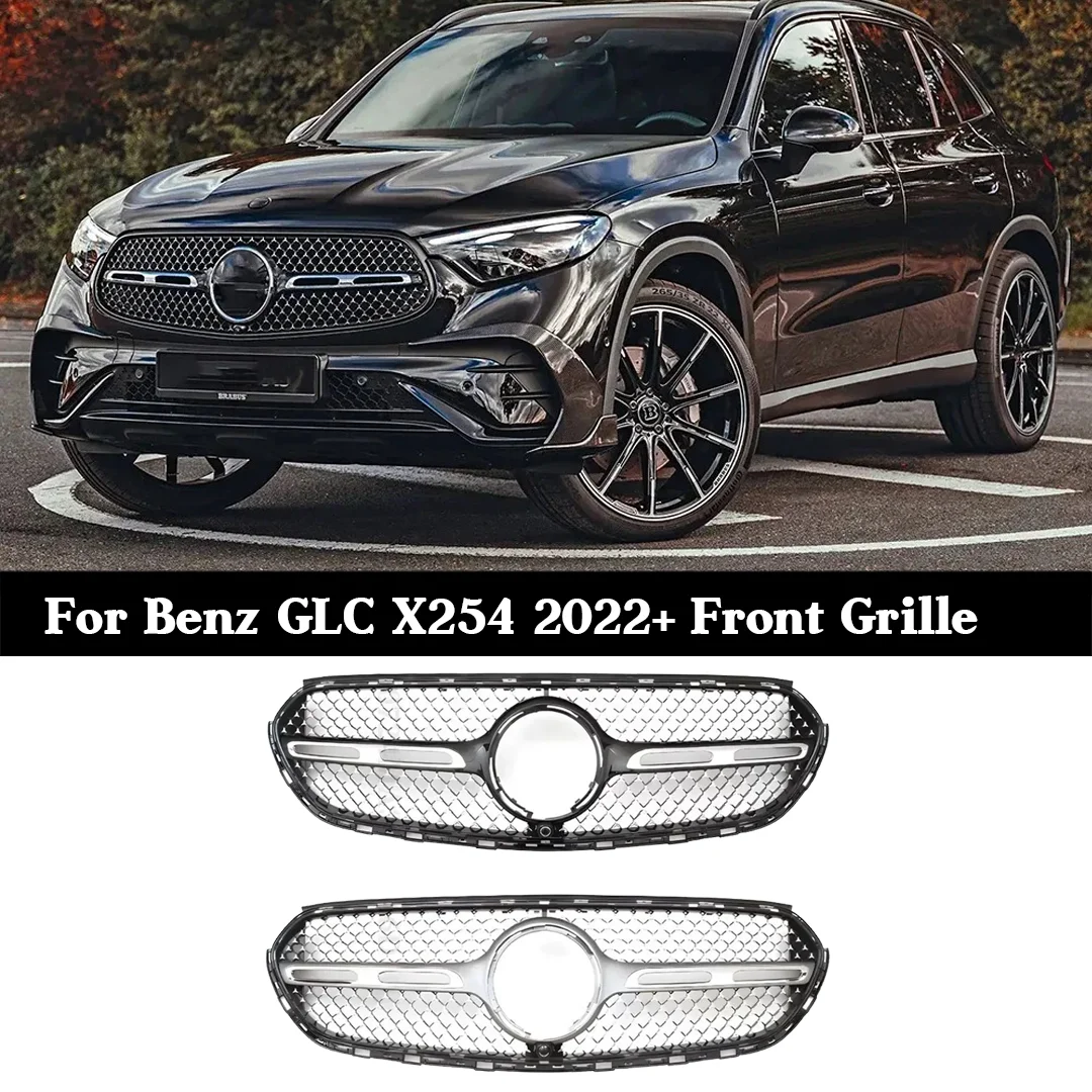 

For Mercedes-Benz New GLC X254 2022+ Front Grill, Diamond Style Radiator Grille Mesh, Replacement for GLC300 GLC260
