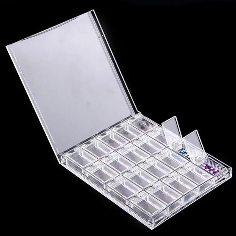 20 Grids Clear Display Case Organizer Holder For Jewelry Nail Rhinestone Beads Box Acrylic Makeup Organizer Nail Art Storage Box