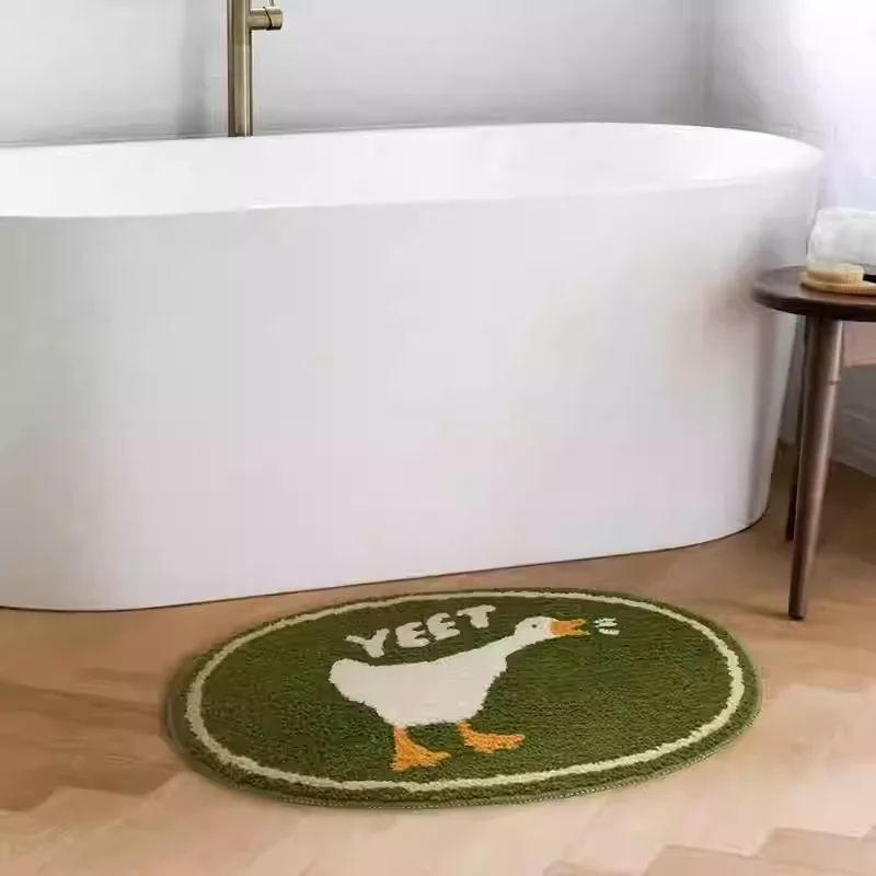 VIKAMA Cartoon Imitation Cashmere Carpet Bathroom Water-Absorbing Mat, Washable Bedroom Entrance Door Mat, Home Decoration