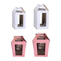 Tall Cake Box Food Storage Multipurpose Tiered Cake Box with Window for Parties Graduation Anniversary Weddings Gatherings