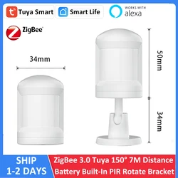 Tuya Smart ZigBee 3.0 Bateria Alexa PIR Sensor de Movimento Detector 5-7M 150° Funciona com ZigBee BLE5.0 Bluetooth Mesh Gateway Hub