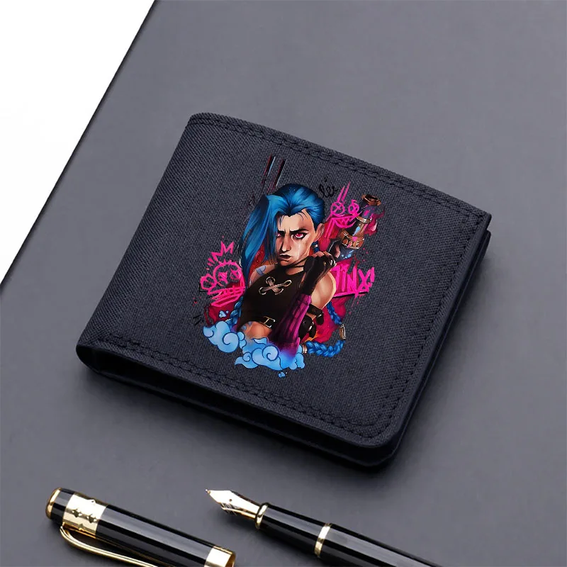 Arcane League of Legends Money Bag Men Anime Folding Wallet Fashion Printed Coin Purse Adult Cartoon Cute Card Holder Xmas Gifts