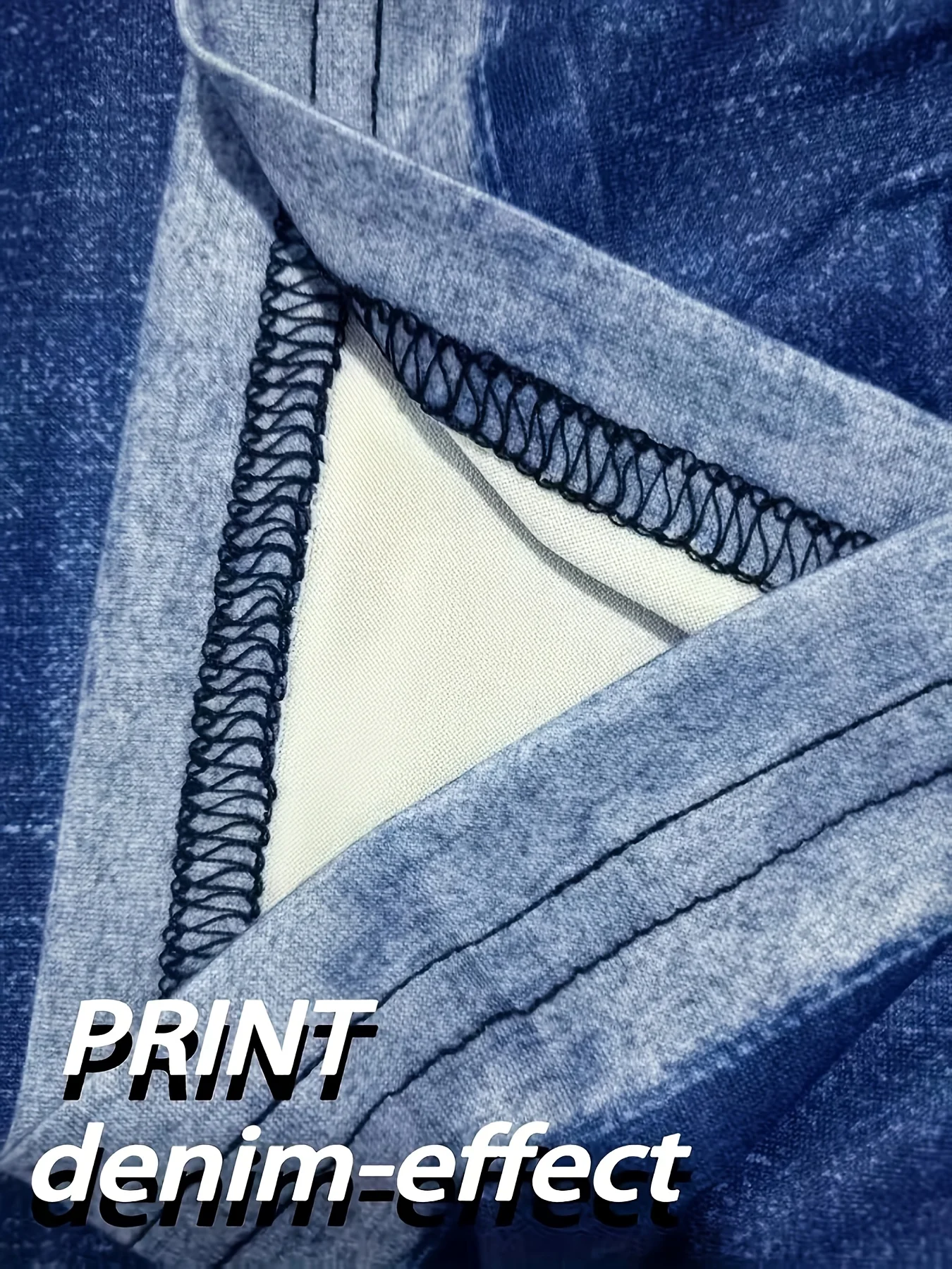 Stretch-Capri-Leggings mit Denim-Print für Damen, atmungsaktive Outdoor-Strand-Urlaubsshorts – Detail 6