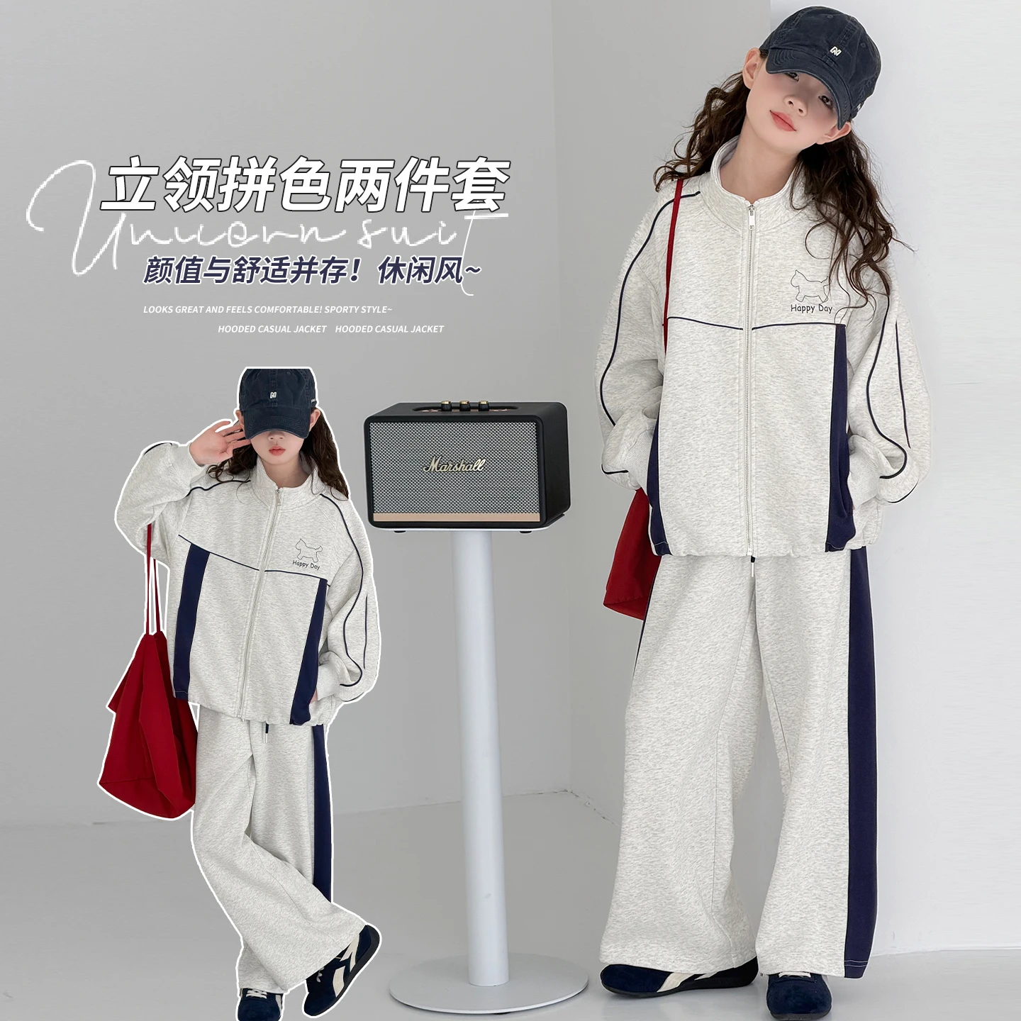 Baby Girl Clothes Set 4-14Y Hooded Top+Pants Patchwork Clothing Suit Kid Spring Clothing Sets Toddle Girl Korean Fashion Style