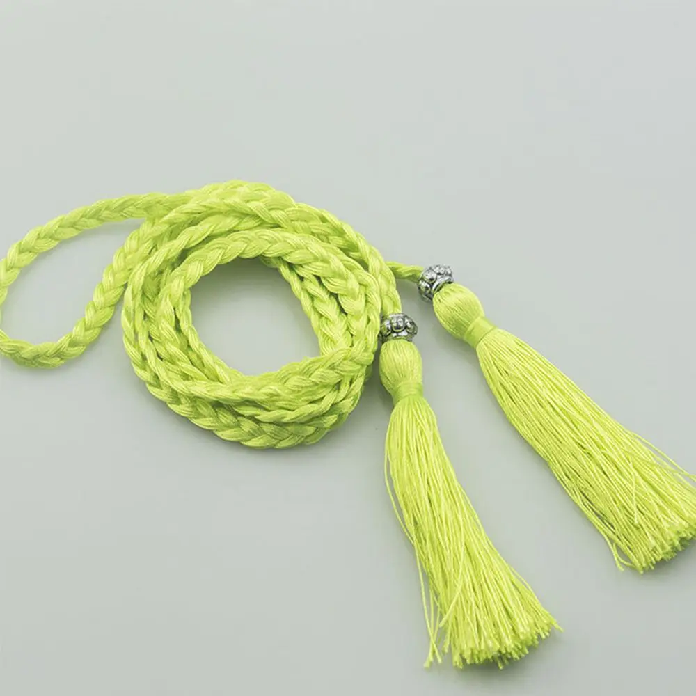 160cm Decorated Bow Tassle Waistband Woven Rope Waist Chain Braided Belts Waist Rope Tassles Belts