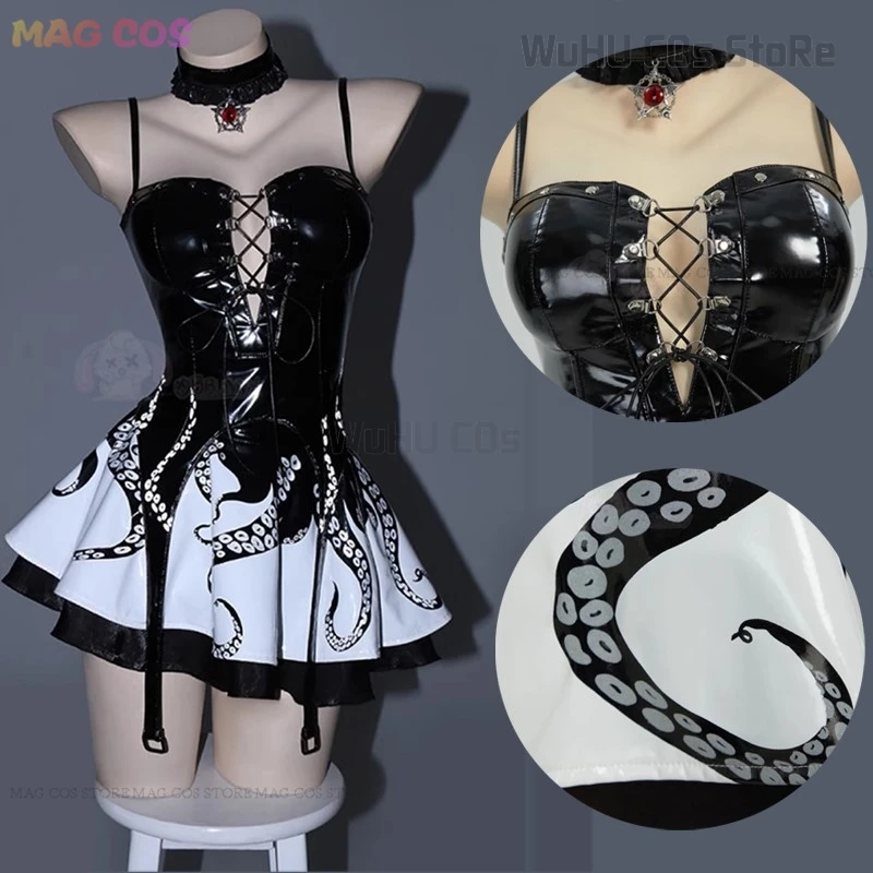 

Octopus Original Black Dress Cthulhu Tentacle Style Cosplay Costume Sexy Punk Gothic Design Women Halloween Pub Party Set